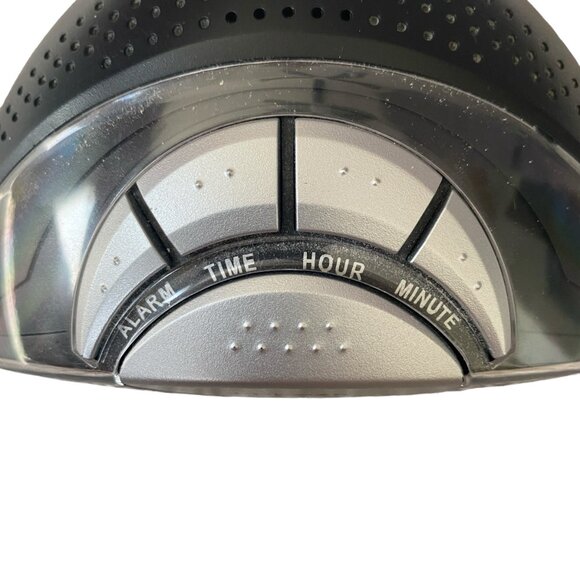Sharp digital plug in or battery operated snooze black and silver alarm clock - Picture 4 of 7